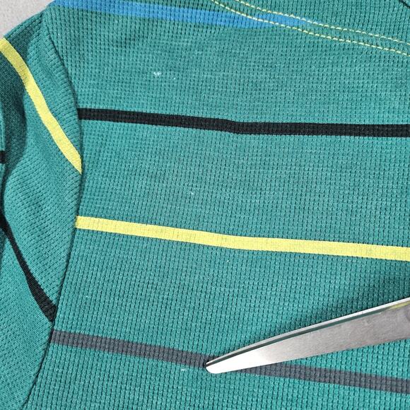 Volcom Shirt Mens XL Green Thermal Waffle Knit Striped Y2K Spellout Skater Y2K - Picture 8 of 11